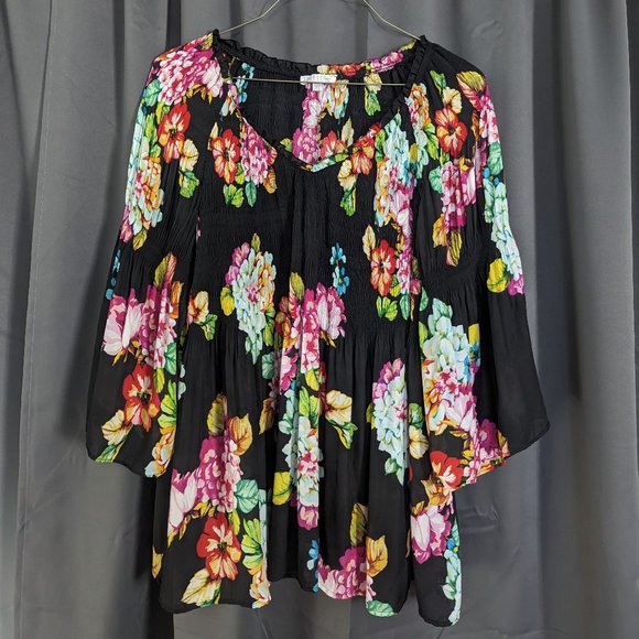 Spense Tops - Spense Floral V-Neck Stretchy Tunic Top Plus Size 3X